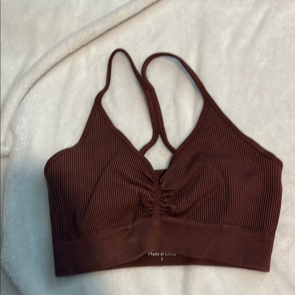 Ribbed Brown Sports Bra
